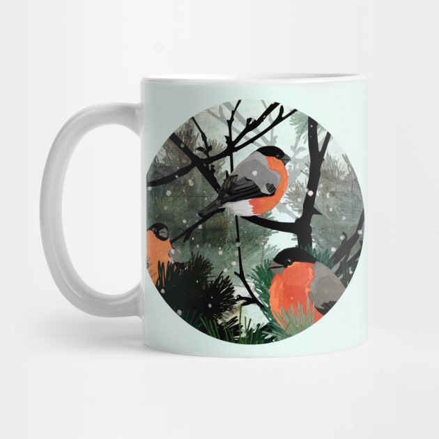 Bullfinches by KatherineBlowerDesigns